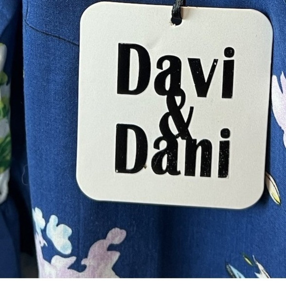 Davi & Dani Blue Floral Lace Dress Lightweight US Woman Size Large‎ - Picture 11 of 12